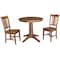 International Concepts Round 30 in Rd Top Pedestal Table, 2 San Remo Chairs, Distressed Oak, 30 in W, 30 in L, 29.9 in H K42-30RT-27B-C10-2 - alternate 1